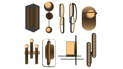 北欧金属壁灯 装饰灯 异形壁灯组合 su草图模型下载