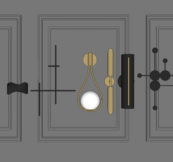 现代壁灯组合  su草图模型下载
