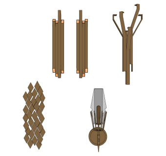 轻奢金属壁灯组合 玻璃 灯具su草图模型下载