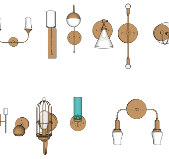 金属壁灯 双头壁灯  su草图模型下载