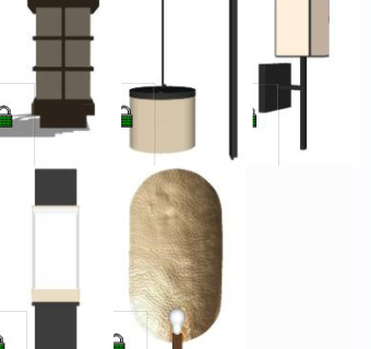 新中式灯具 壁灯组合su草图模型下载