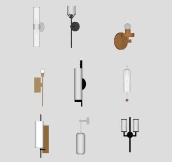 新中式壁灯 金属壁灯 组合su草图模型下载