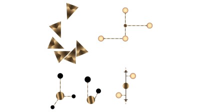 金属小吊灯 三角形壁灯 su草图模型下载
