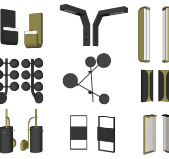 金属 壁灯 装饰灯具 圆形玻璃灯具组合su草图模型下载