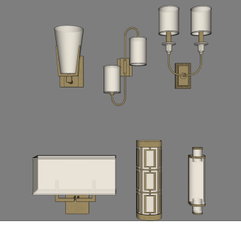 法式新中式金属壁灯组合  su草图模型下载