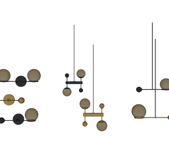 金属吊灯壁灯组合 造型su草图模型下载