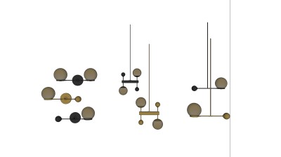 金属吊灯壁灯组合 造型su草图模型下载