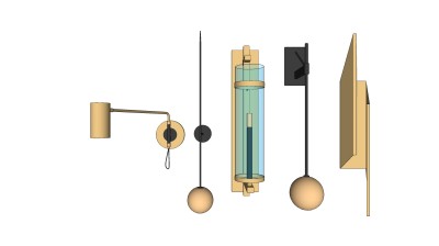 简约金属壁灯 透明玻璃吊灯su草图模型下载