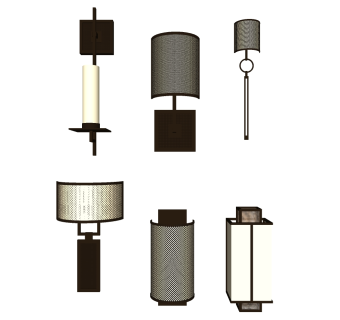 新中式壁灯  su草图模型下载
