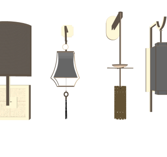 壁灯现代轻奢壁灯 简约灯具组合su草图模型下载