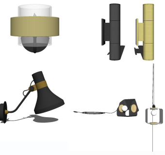 金属装饰壁灯 灯具组合su草图模型下载