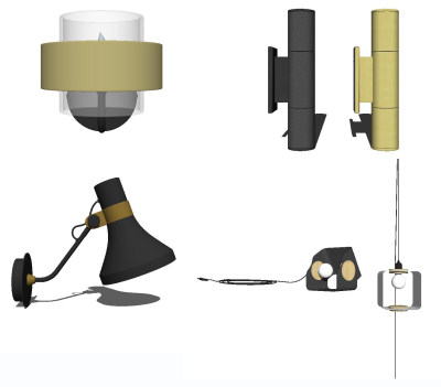 金属装饰壁灯 灯具组合su草图模型下载