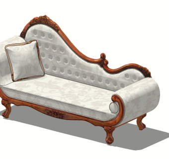 04欧式古典雕花贵妃椅  床榻  床尾凳 沙发椅 单人沙发 美人榻su草图模型下载