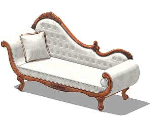 04欧式古典雕花贵妃椅  床榻  床尾凳 沙发椅 单人沙发 美人榻su草图模型下载