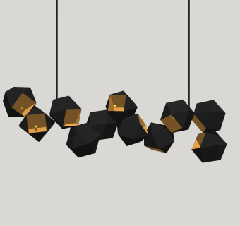 现代简约金属异形 方形 小吊灯su草图模型下载