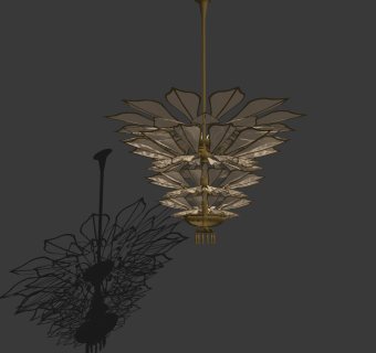 法式金属 透明玻璃水晶吊灯 客厅吊灯 su草图模型下载