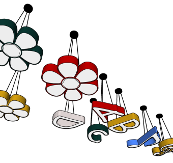 字母 音符 花型吊灯组合 小吊灯组合su草图模型下载