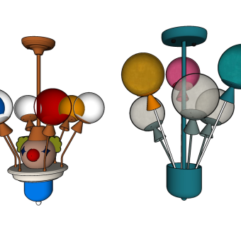 儿童吊灯 金属吊灯小丑形状  su草图模型下载