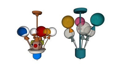 儿童吊灯 金属吊灯小丑形状  su草图模型下载