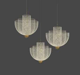 网格吊灯 异形小吊灯组合su草图模型下载