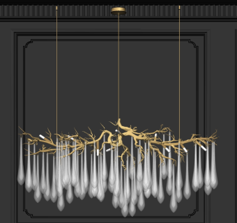 美式吊灯 金属树枝吊灯 su草图模型下载