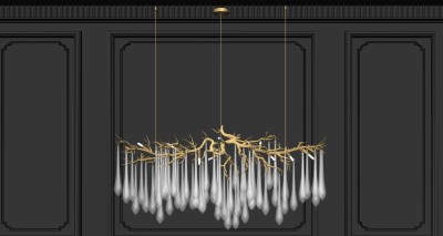 美式吊灯 金属树枝吊灯 su草图模型下载