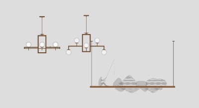 小吊灯组合 山脉形状吊灯 老人垂钓吊灯su草图模型下载