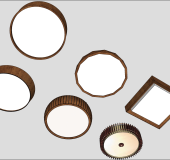 圆形吸顶灯 古典灯具su草图模型下载
