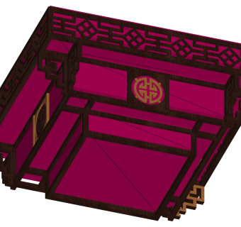 方形雕花吸顶灯 装饰吸顶灯su草图模型下载