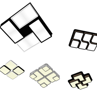 装饰吸顶灯 方形吸顶灯组合su草图模型下载