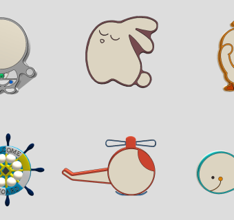 现代创意儿童卡通房吸顶灯 su草图模型下载