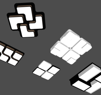 方形吸顶灯 装饰灯具组合  (1)su草图模型下载