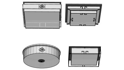 日式装饰吸顶灯 创意雕花吸顶灯组合su草图模型下载