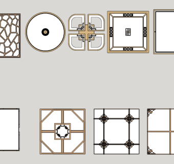 现代方形吸顶灯 装饰吸顶灯组合su草图模型下载