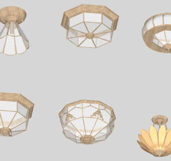 欧式吸顶灯 创意金属吸顶灯 su草图模型下载