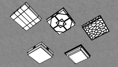 创意金属灯具组合 方形金属吸顶灯su草图模型下载