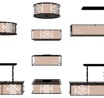装饰吸顶灯 装饰灯具 吊灯组合su草图模型下载