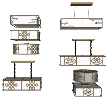吊灯 雕花吸顶灯 创意装饰吸顶灯su草图模型下载