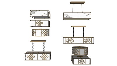 吊灯 雕花吸顶灯 创意装饰吸顶灯su草图模型下载
