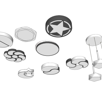 简约吸顶灯 异形吸顶灯 装饰灯su草图模型下载