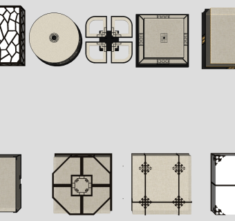 中式吸顶灯 装饰灯su草图模型下载