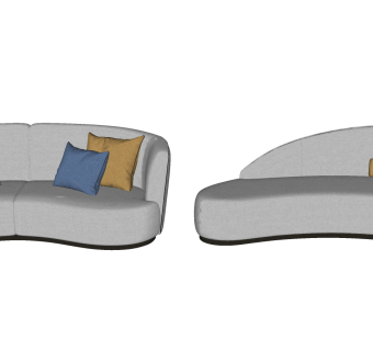 74现代沙发贵妃椅组合 脚踏_床尾凳   懒人沙发  躺椅 单人沙发su草图模型下载