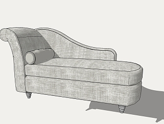 77欧式风格贵妃椅,贵妃榻,贵妃椅,单人沙发su草图模型下载