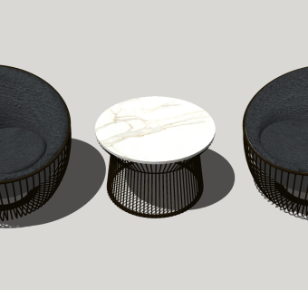 07现代单人沙发组合 懒人沙发 休闲沙发su草图模型下载