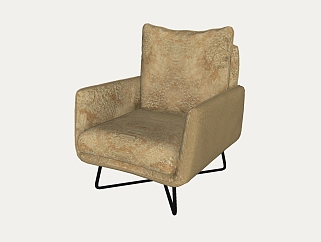 12现代风格皮革单人沙发  单人沙发椅su草图模型下载