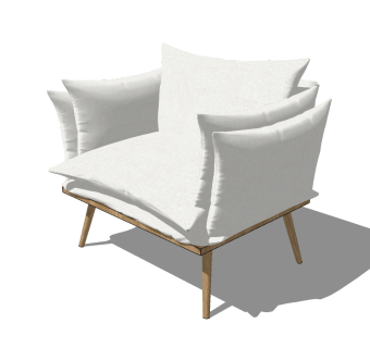15现代风格单人沙发  单人沙发椅 单人椅 北欧实木布艺单人沙发su草图模型下载