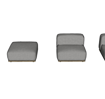 17现代风格单人沙发  单人沙发椅 沙发凳 脚踏su草图模型下载