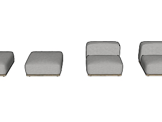 17现代风格单人沙发  单人沙发椅 沙发凳 脚踏su草图模型下载