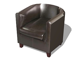 18现代皮革沙发 单人沙发椅 办公沙发su草图模型下载
