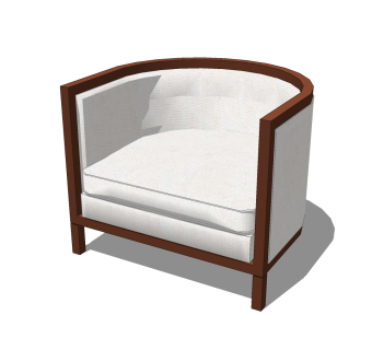 20现代新中式实木布艺单人沙发 现代轻奢布艺单人沙发  休闲椅 休闲沙发su草图模型下载